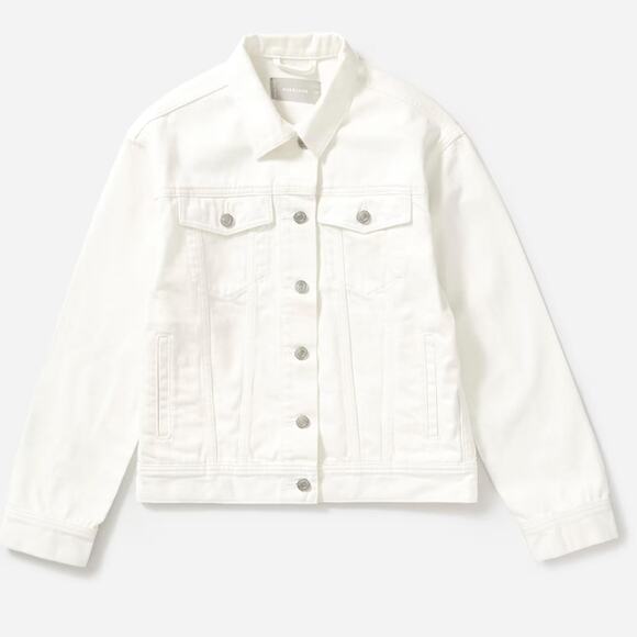 EVERLANE The Denim Jacket in Bone Cream White Pockets Button Front Size XS NEW - Picture 4 of 10